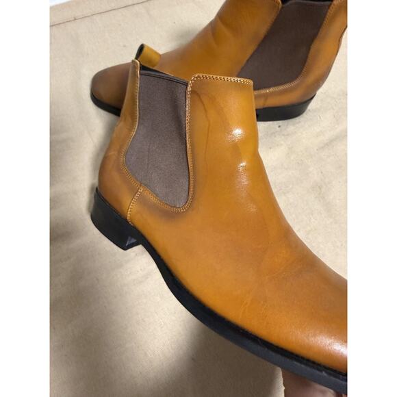GIFENNSE Chelsea Boots Mens Size 9 EU 42 Brown Tan Leather Ankle Dress HA01-703A main image 14